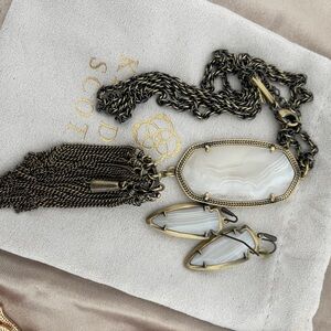 Elegant Gold and Silver Necklace and Earring Set vintage gold